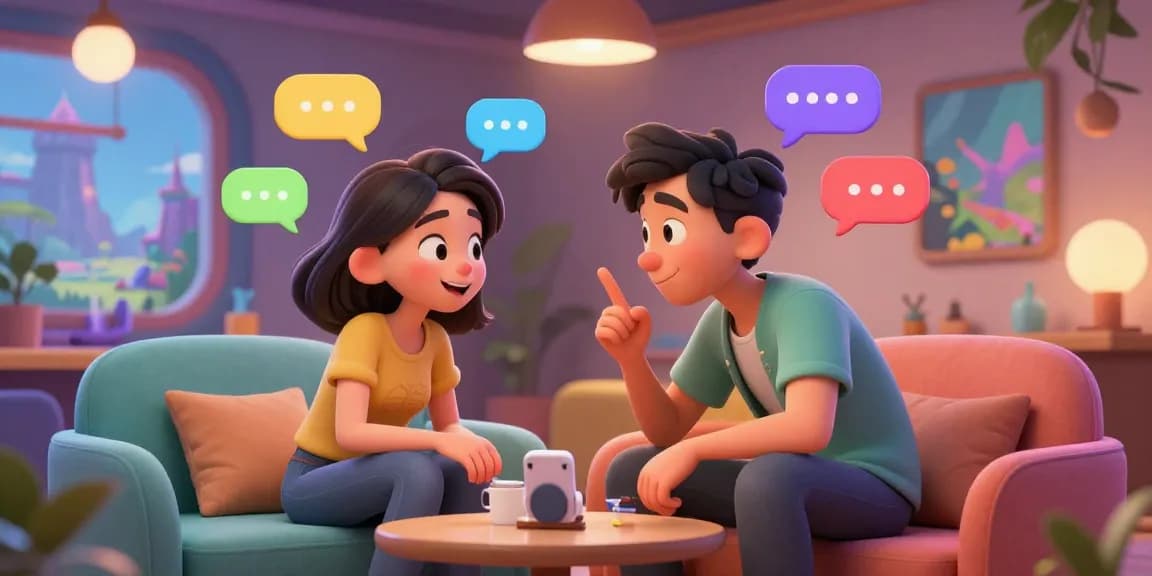Engaging scene of hentai AI chat characters in a cozy digital lounge atmosphere.