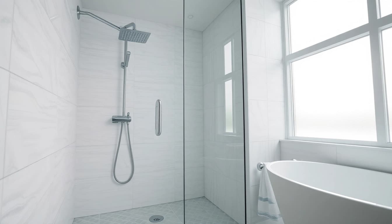 Experience the best elegant showers au with a luxurious glass enclosure and serene design.