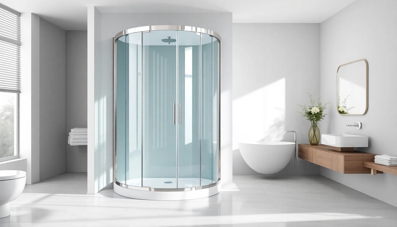 Elegante duschkabine 80x80 eckeinstieg in modernem Badezimmer mit klaren Linien.
