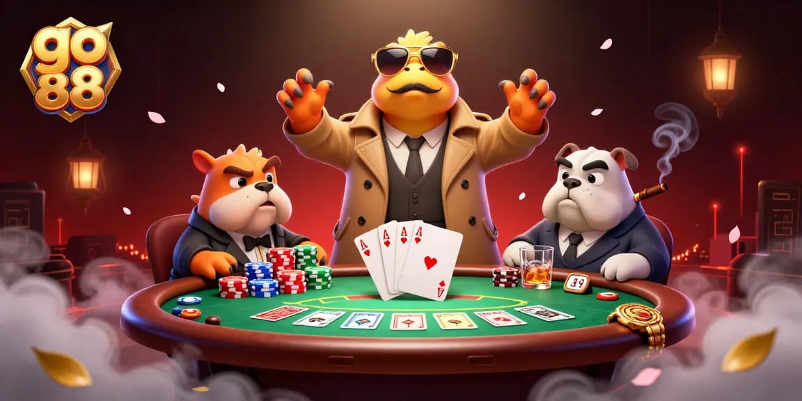 Engage with the go 88 theme as cartoon raptors attempt to enter a VIP casino lounge.