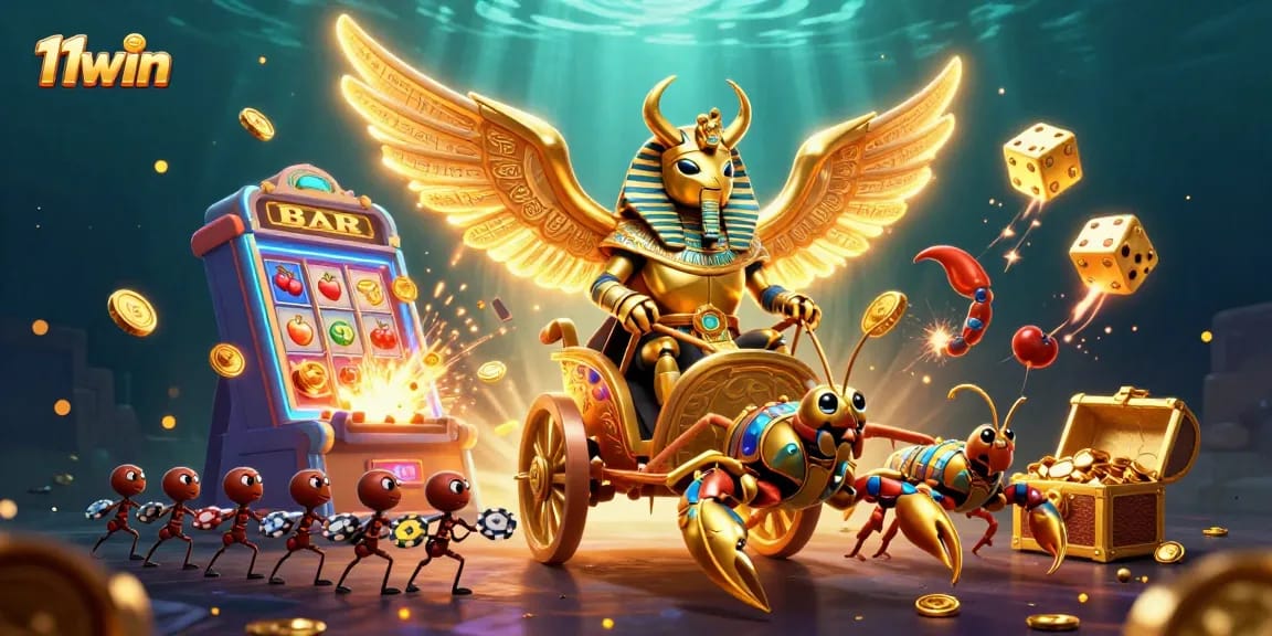 Experience thrilling wins at 11win with a vibrant casino adventure illustrated in 3D.