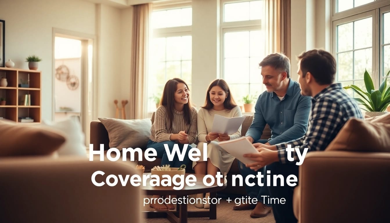 Explore home warranty coverage options with a family discussing repair plans in a cozy living room.