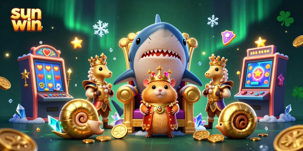Engage with sun win-themed casino gameplay among a vibrant scene of whimsical characters.