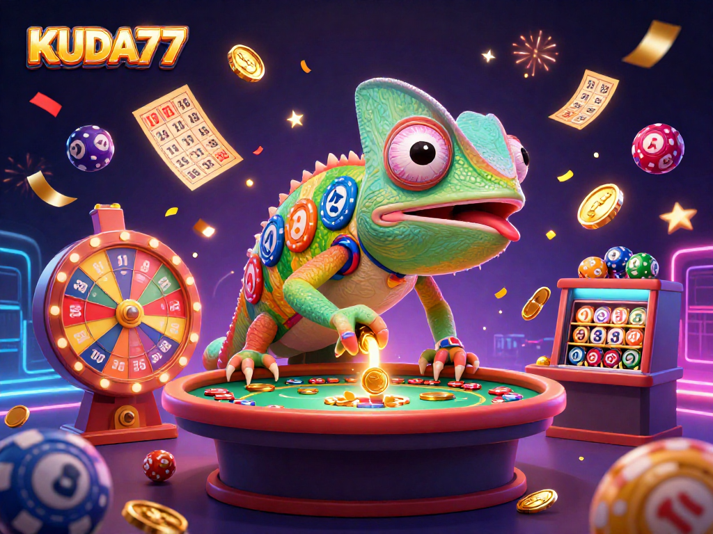 Menangkan dengan KUDA77 di kasino online, suasana permainan yang penuh warna dan dinamis.