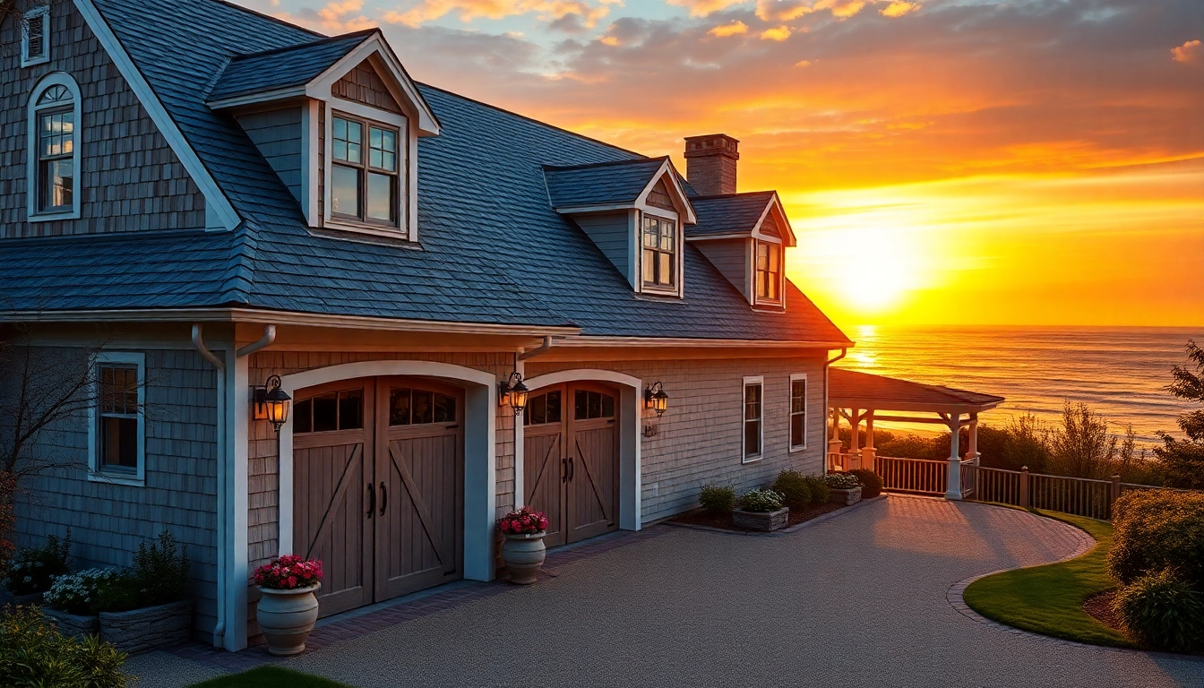 Cape Cod homes featuring a beautifully designed attached garage with ocean views.