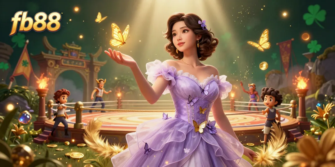 Engage with fb88 through exciting gaming, featuring a stunning Asian woman in an interactive casino scene.