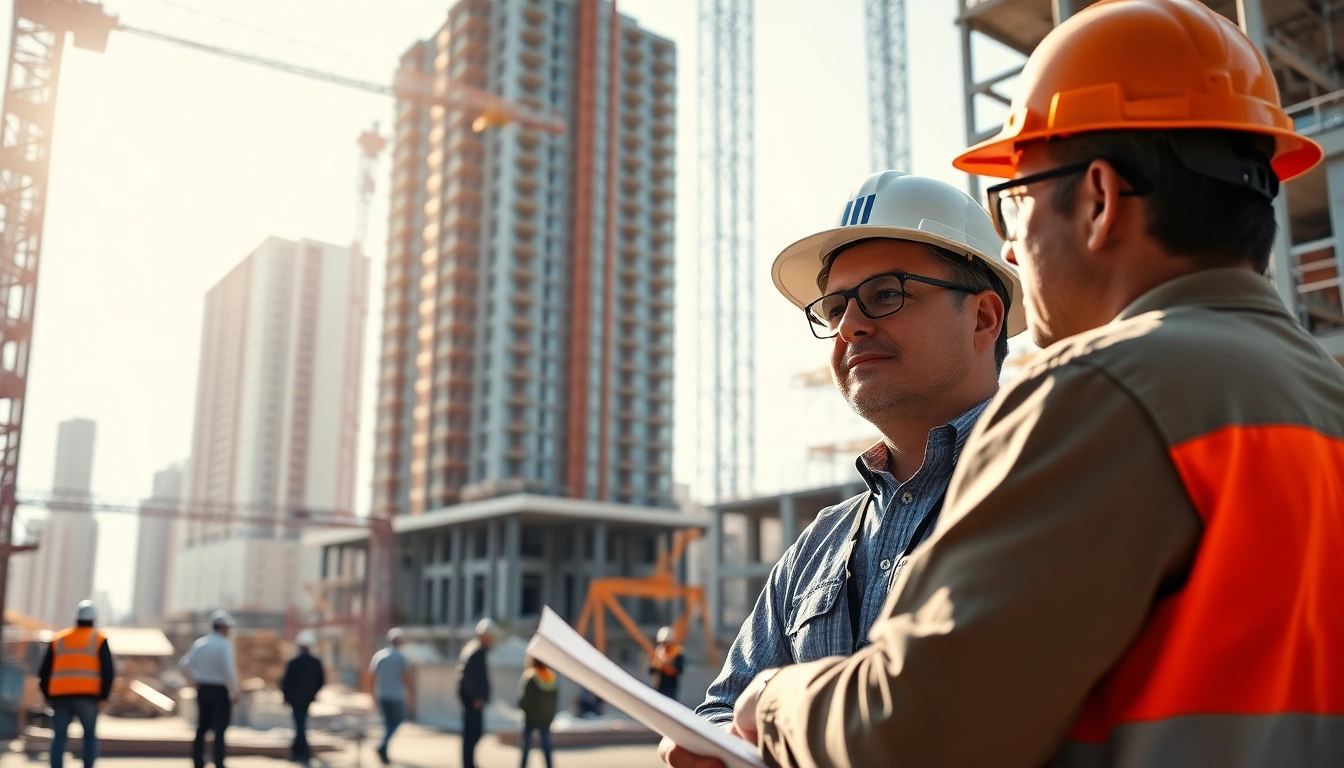 Manhattan Construction Manager directs a vibrant construction site with team collaboration.