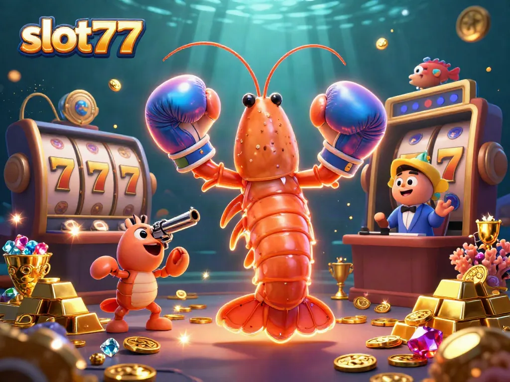 Engage with slot777 games as colorful characters celebrate a jackpot in an exciting casino scene.