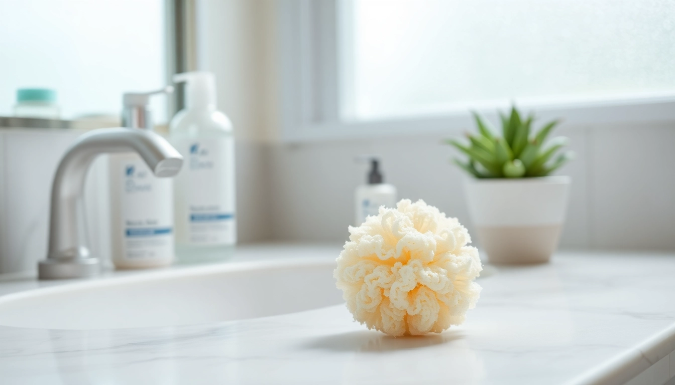 Cleaning routine with a makeup remover loofah showcasing its unique texture and charm.