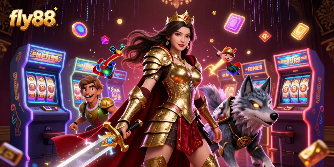 Experience the thrills at fly88's online casino with vibrant slot games and dynamic gaming characters.