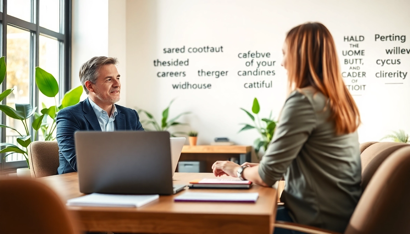 Engaging career coaching session in a modern office setting.