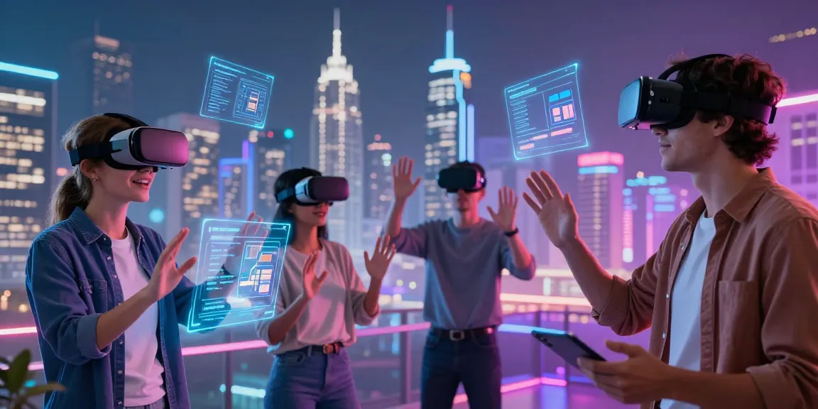 Innovative interaction with rokok88 slot properties in a futuristic digital landscape showcasing virtual assets and immersive technology.