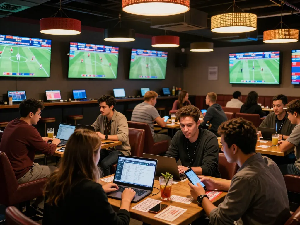 Soi keo nha cai during intense sports betting with friends analyzing live match statistics