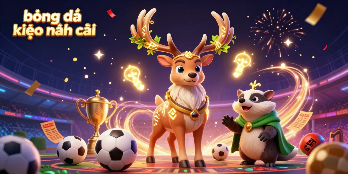 Engage in sports betting excitement with vibrant elements, featuring bóng đá kèo nhà cái in a dynamic 3D scene.