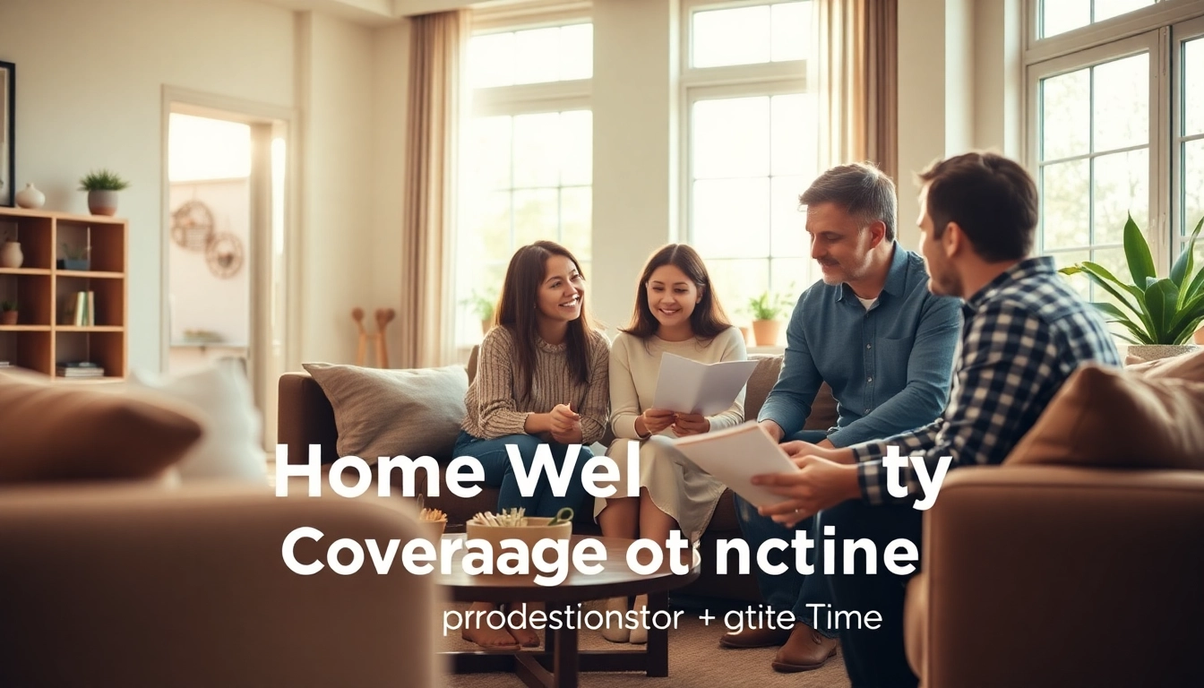 Explore home warranty coverage options with a family discussing repair plans in a cozy living room.