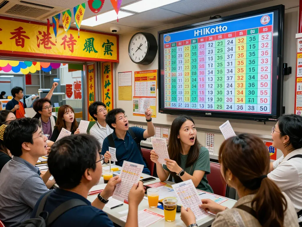 Undian HK Lotto langsung di lokasi lotere yang meriah dengan penjudi yang bersemangat