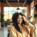 Perm san diego service in a welcoming salon atmosphere with a professional stylist.