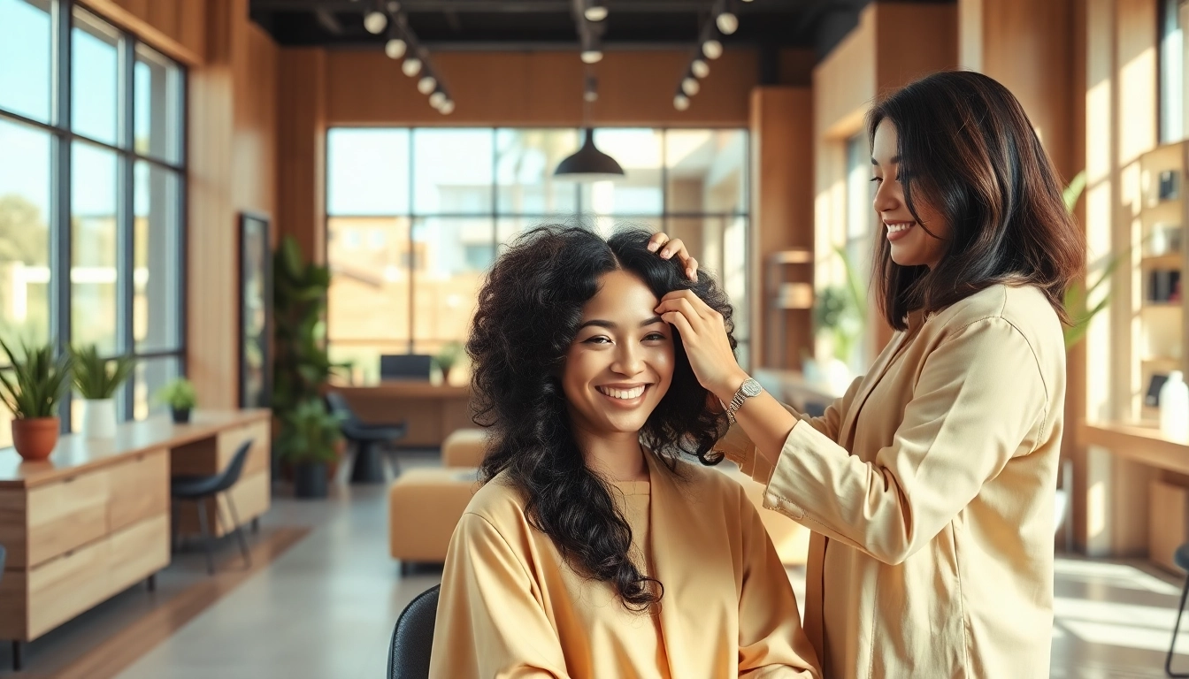 Perm san diego service in a welcoming salon atmosphere with a professional stylist.
